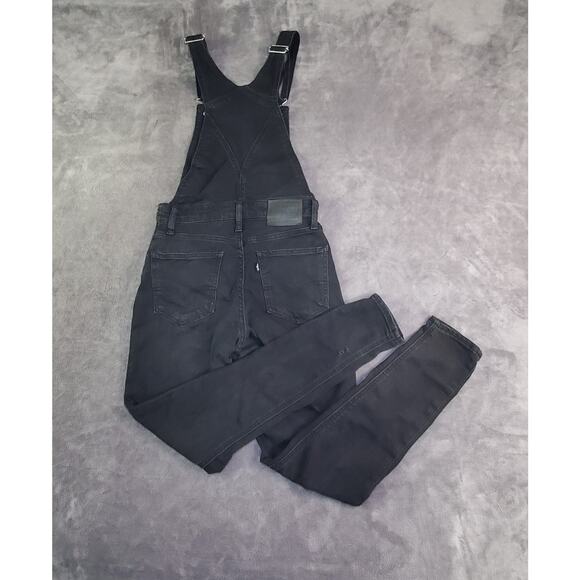 Levi’s Denim Overalls Women’s Sz 25 Skinny Black Grunge Goth Punk Farm Girl C26 - Picture 9 of 12